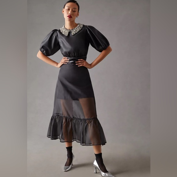 New Women’s Maeve Faux Leather Puff-Sleeve Blouse By Anthropologie!!🔥🔥🔥 - Picture 3 of 16